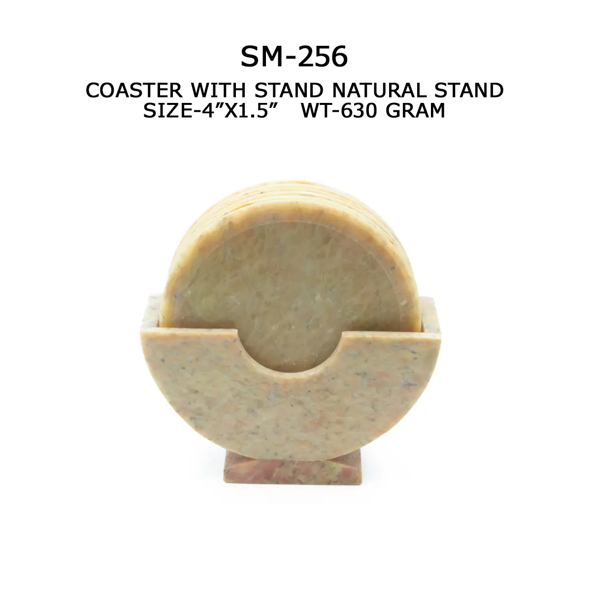 COASTER SET WITH STAND NATURAL STONE 4 PCS/SET